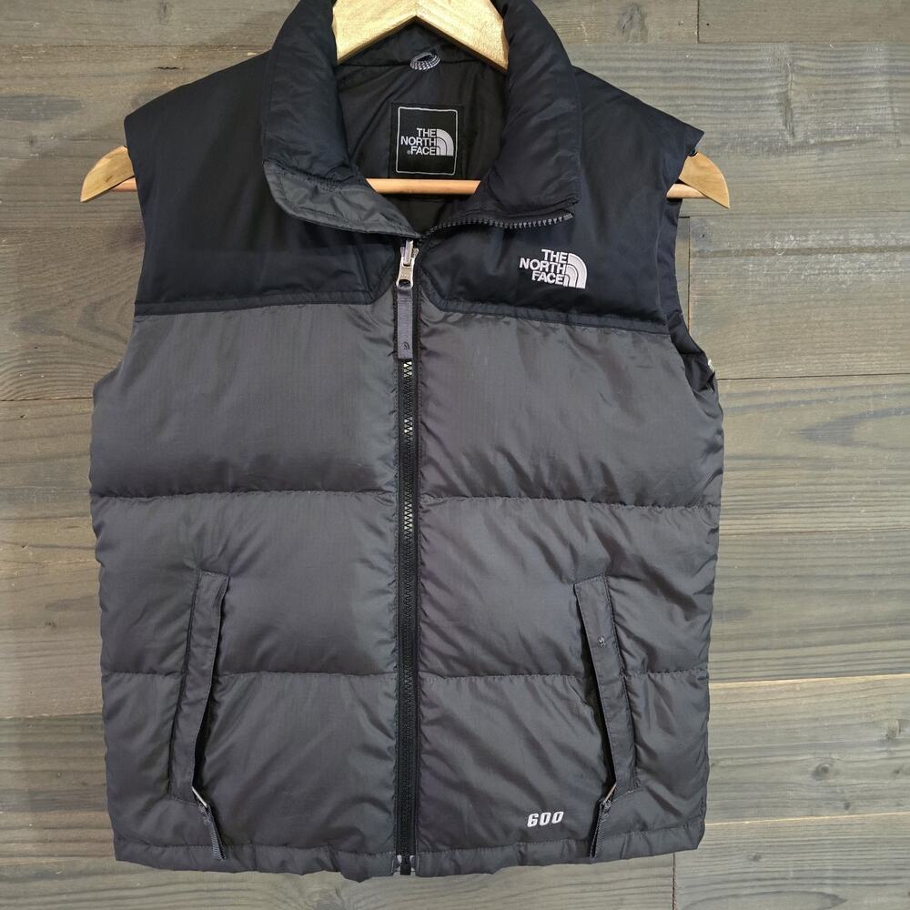 The North Face Vest Kids Two-Tone Black 600 Goose Down Nuptse Streetwear - SZ S